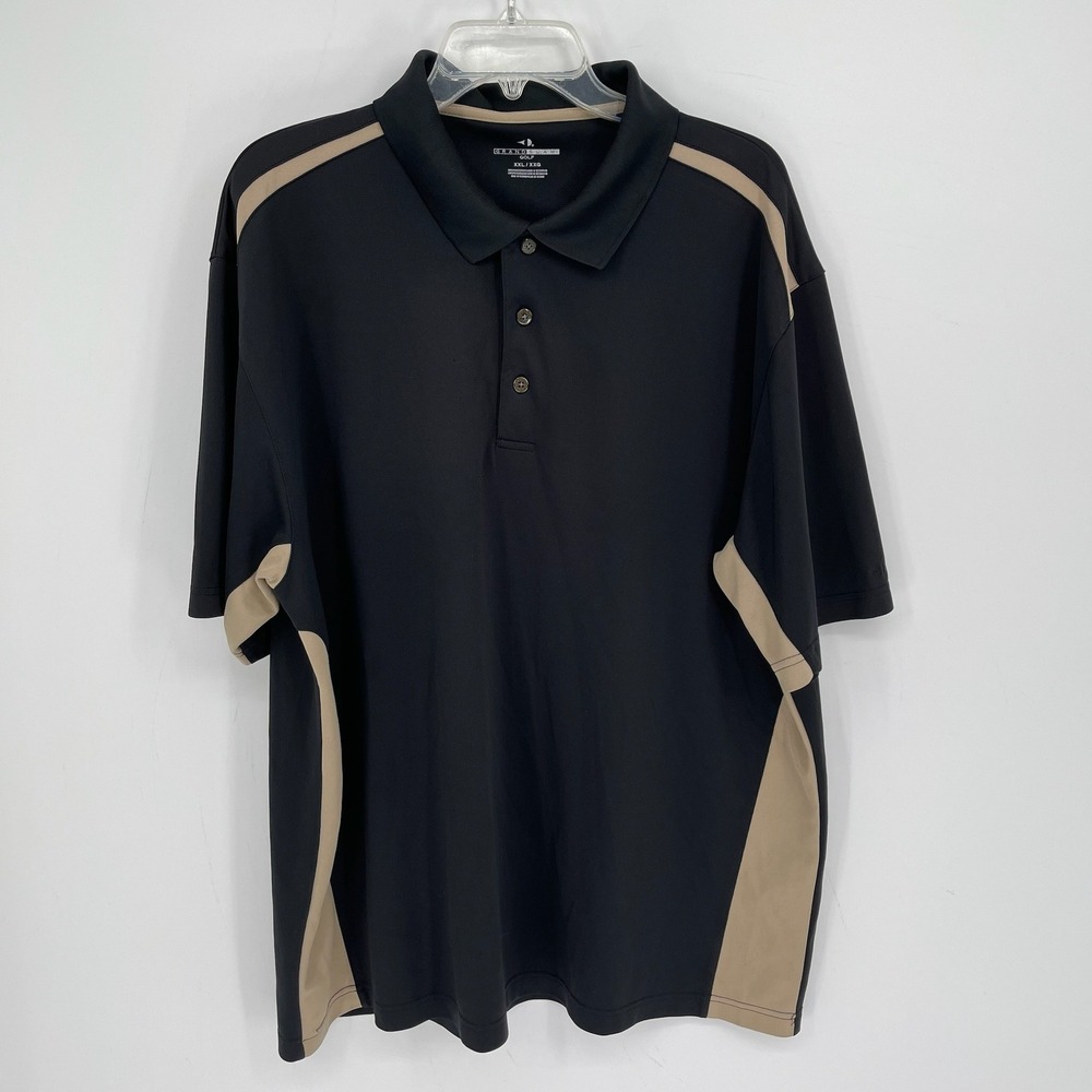 Grand Slam Men's Black Colorblock Short‎ Sleeve Golf Polo Top Shirt Size XXL